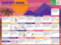 Thumbnail of a monthly Early Learning calendar that includes daily ideas to help your child with language and literacy skills using simple and fun activities.