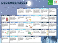 Thumbnail of a monthly Early Learning calendar that includes daily ideas to help your child with language and literacy skills using simple and fun activities.