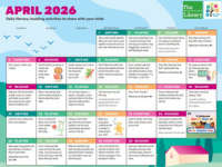 Thumbnail of a monthly Early Learning calendar that includes daily ideas to help your child with language and literacy skills using simple and fun activities.