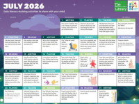 Thumbnail of a monthly Early Learning calendar that includes daily ideas to help your child with language and literacy skills using simple and fun activities.