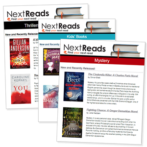 Samples pages from Next Reads newsletters.