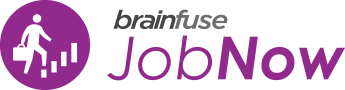 Brainfuse JobNow logo showing a person carrying a briefcase up steps.
